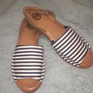 SO Peeptoe Striped Summer Sandals (Never Worn)